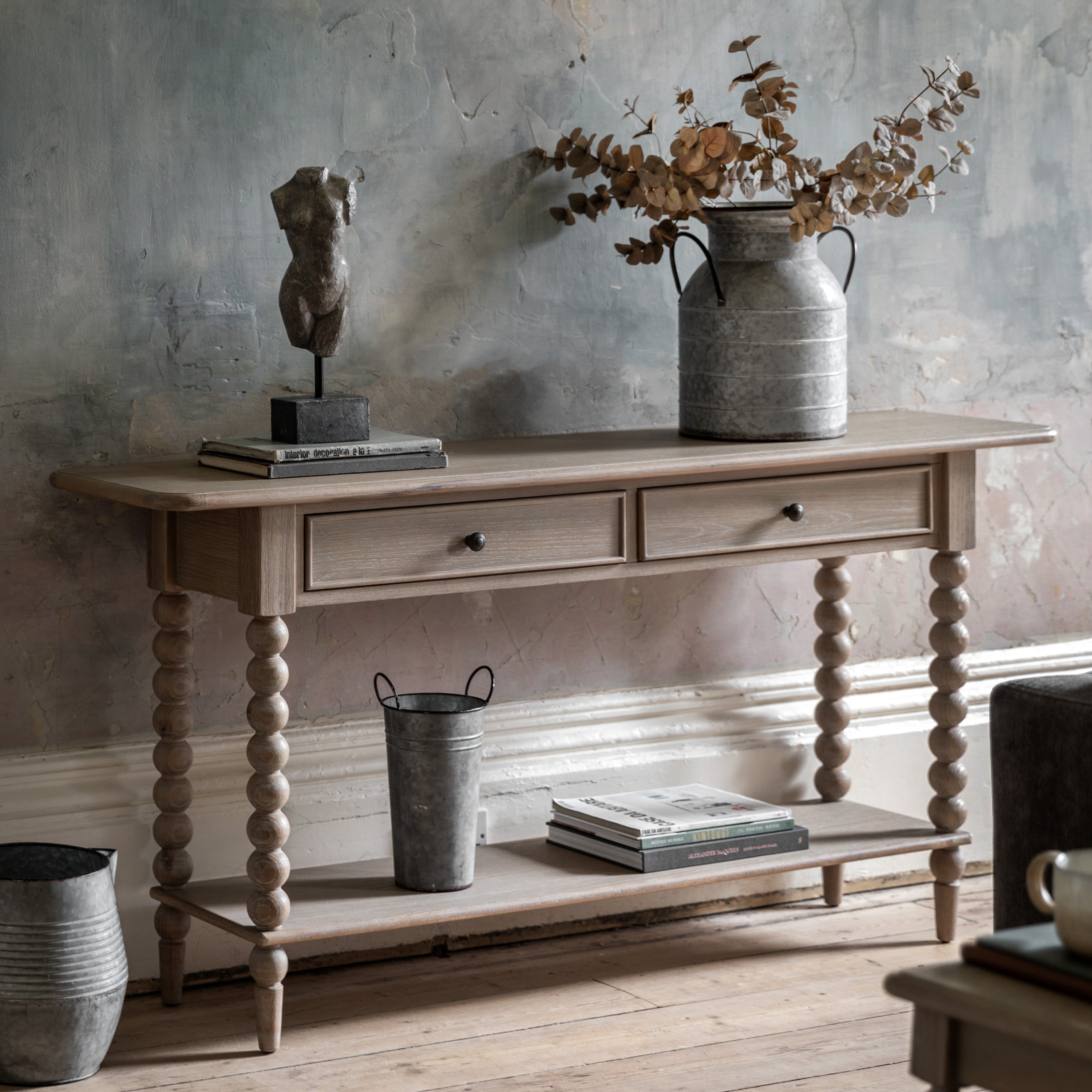 Birchfield Artisan Oak Wood Console Table